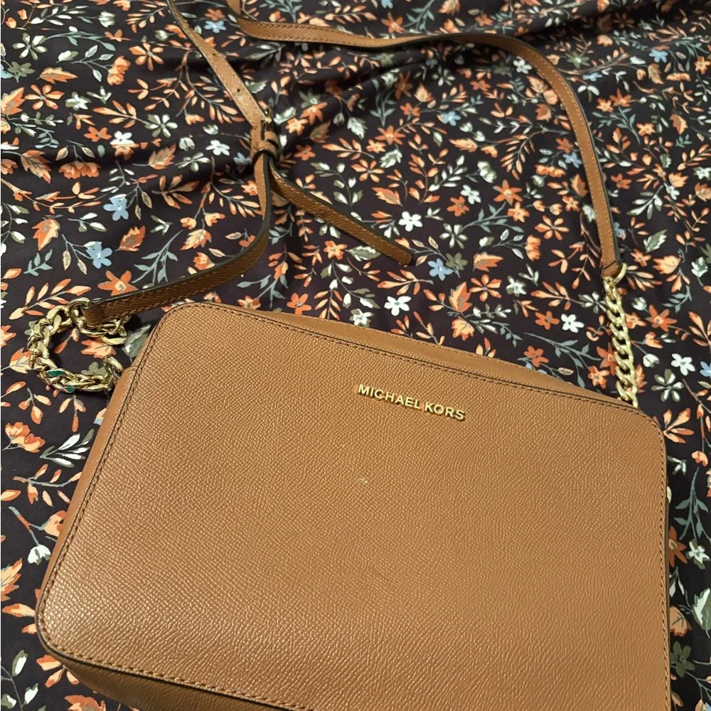 Michael Kors Tan Leather Crossbody with Gold Hardware